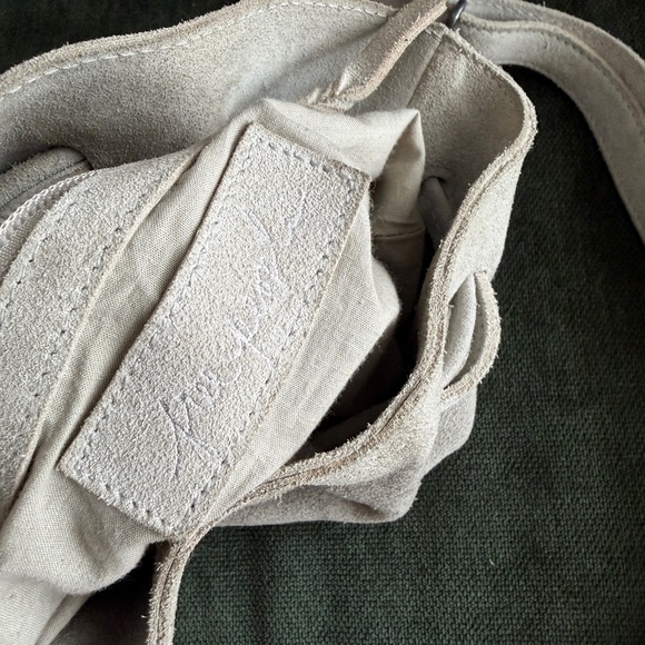 Free People Suede Drawstring Crossbody in Light Gray - Picture 2 of 6